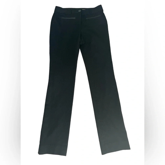 Tory Burch Black Straight Leg Mid-Rise Wool Pants, Size 0 - Picture 1 of 7